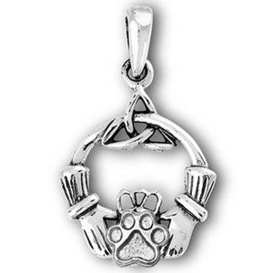 LG Sterling Silver CLADDAGH PENDANT W/PUPPY PAW®